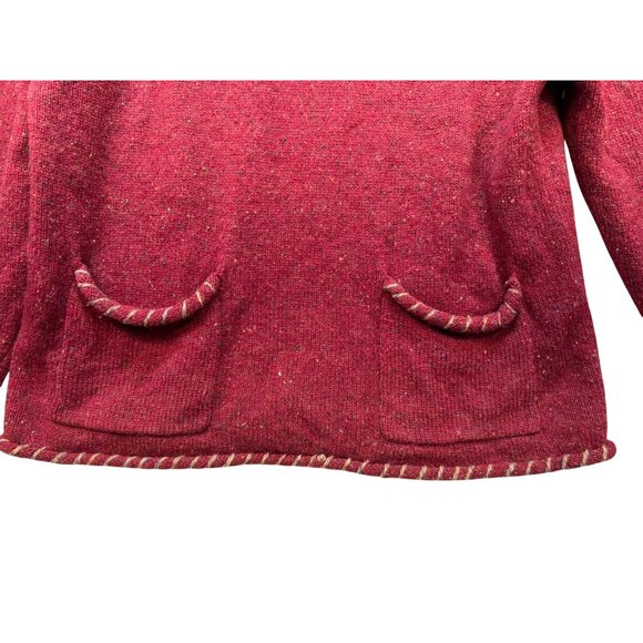 Woolrich Womens Wool Sweater L Ruby 100% Wool Long Sleeve Two Front Pockets - Picture 5 of 12
